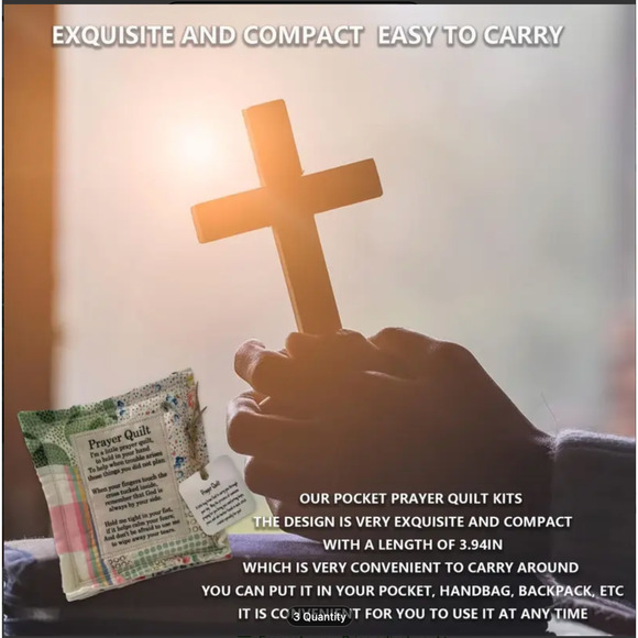 Sentimental Prayer Quilt with Cross - Unique Art & Craft Piece, Perfect for Gift - Picture 2 of 5